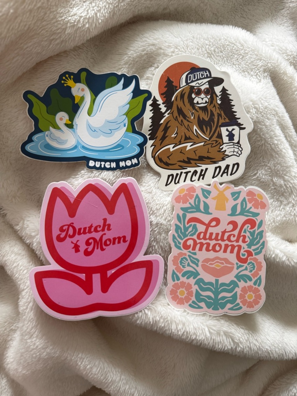 Dutch Bros Pink Red Tulip "Dutch Mom" Sticker Set